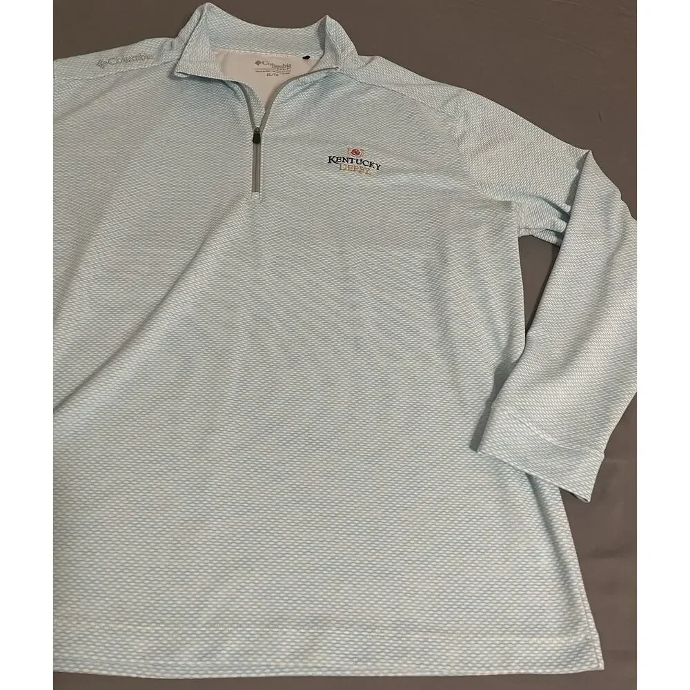 Columbia Men’s 1/4 Zip Pullover XL Light Blue Kentucky Derby Excellent
